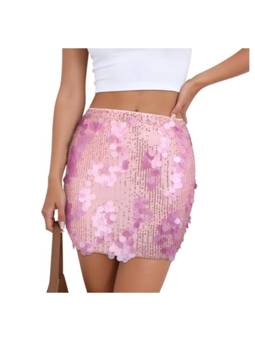 Sequin Mini Skirt Women Sparkly Shiny Clubwear Bodycon Stretchy Glitter Pencil